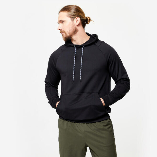 Erkek Siyah Kapüşonlu Sweatshirt 100 - Fitness Kardiyo
