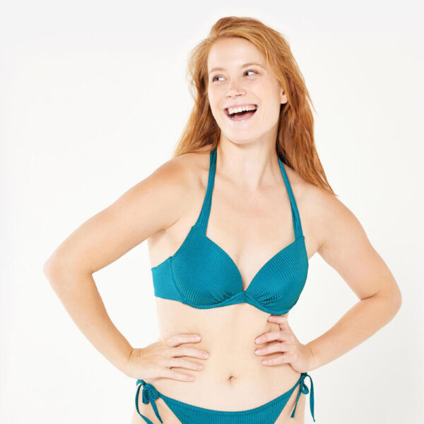 Kadın Push Up Bikini Üstü - Mavi - Dokulu - ELENA