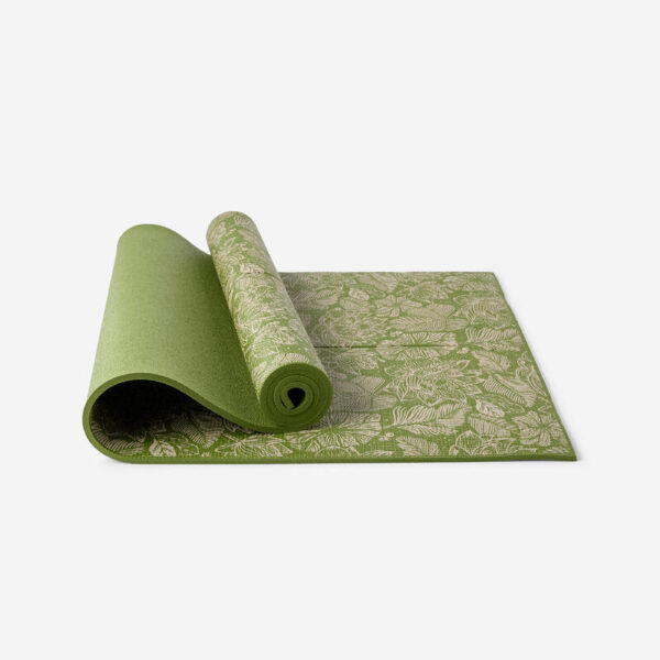 Yoga Matı - 8 Mm - Yeşil/Bej Baskılı